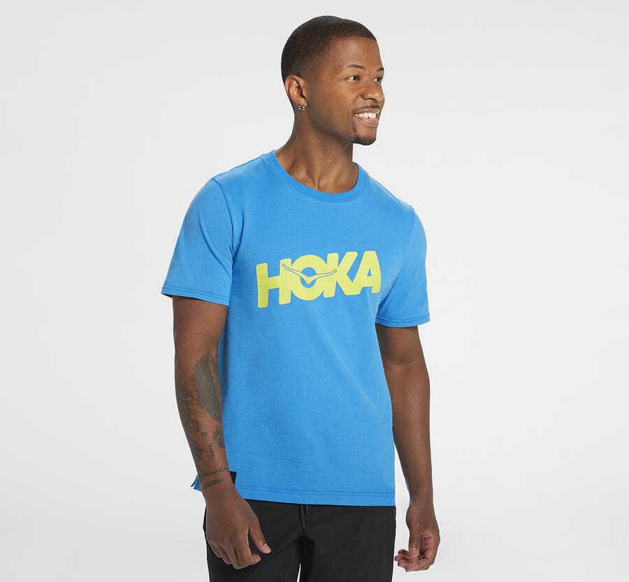 Hoka One One Brand Skjorta Herr - Blå - JVKSA-3628